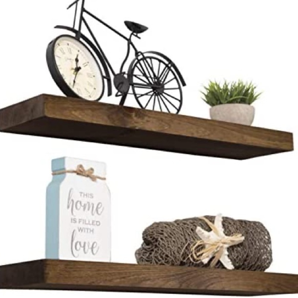 New Open Box 15” x 5.5” Dark Walnut Floating Shelves (2)